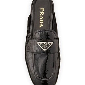 PRADA Patent Leather Loafer Mules